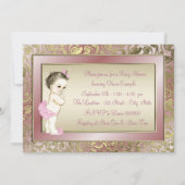 Invitation Élégant Baby shower rose et or (Dos)