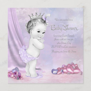 Invitation Élégant Baby shower rose et violet