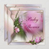 Invitation Élégant Baby shower rose Magnolia (Devant / Derrière)