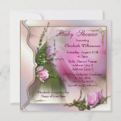 Invitation Élégant Baby shower rose Magnolia (Dos)