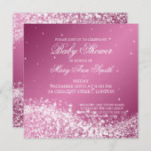 Invitation Élégant Baby shower rose ondulant (Devant / Derrière)