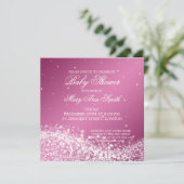 Invitation Élégant Baby shower rose ondulant (Debout devant)