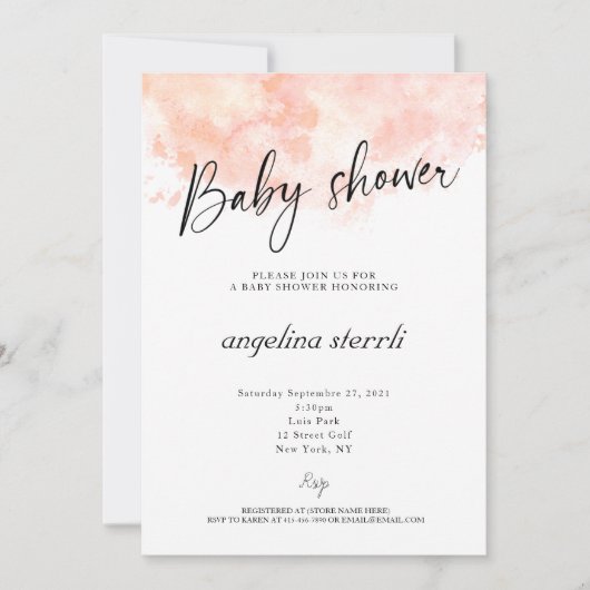 Invitation Élégant Baby shower rose pâle (Devant)