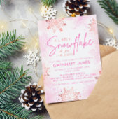 Invitation Élégant Baby shower rose petit flocon de neige