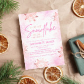 Invitation Élégant Baby shower rose petit flocon de neige