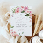 Invitation Élégant Baby shower rose Sakura Flowers