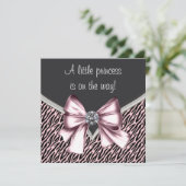 Invitation Élégant Baby shower rose Zebra Princess (Debout devant)