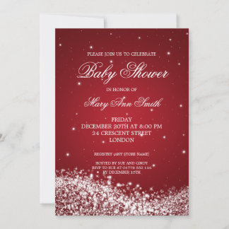 Invitation Élégant Baby shower rouge ondulant