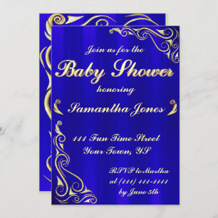 Invitation Élégant Baby shower royal bleu royal royal royal r