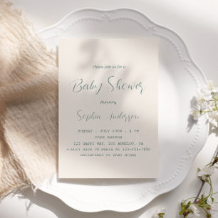 Invitation Elégant Baby shower Sage Green Script - Minimalist