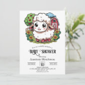 Invitation Élégant Baby shower simple de mouton (Debout devant)