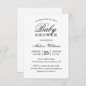 Invitation Élégant Baby shower simple noir et blanc (Devant / Derrière)