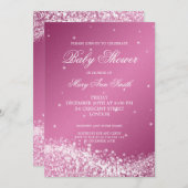 Invitation Elegant Baby Shower Sparkling Wave Pink (Devant / Derrière)