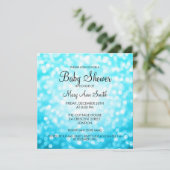 Invitation Elégant Baby shower Turquoise Parties scintillant (Debout devant)