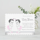 Invitation Elégant Baby shower Twin Girl (Debout devant)