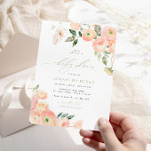 Invitation Élégant Baby shower vert de couleur blush & Sage