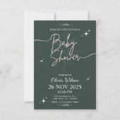 Invitation Élégant Baby shower vert minimaliste (Devant)