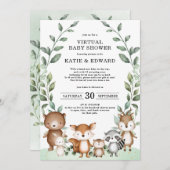 Invitation Élégant Baby shower virtuel de verdure des bois (Devant / Derrière)