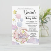 Invitation Élégant Baby shower virtuel des ballons floraux ro (Debout devant)