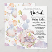Invitation Élégant Baby shower virtuel des ballons floraux ro (Devant / Derrière)