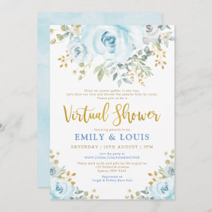 Invitation Élégant Baby shower virtuel Roses de la floraison