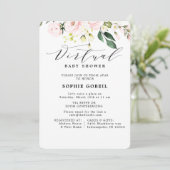 Invitation Élégant Baby shower viRTUTAL rose pâle (Debout devant)