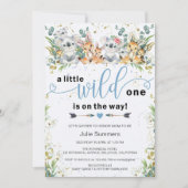 Invitation Élégant Baby shower Wild One Blue Safari Boy (Devant)