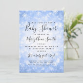 Invitation Elégant Baby shower Winter Wonderland Bleu (Debout devant)