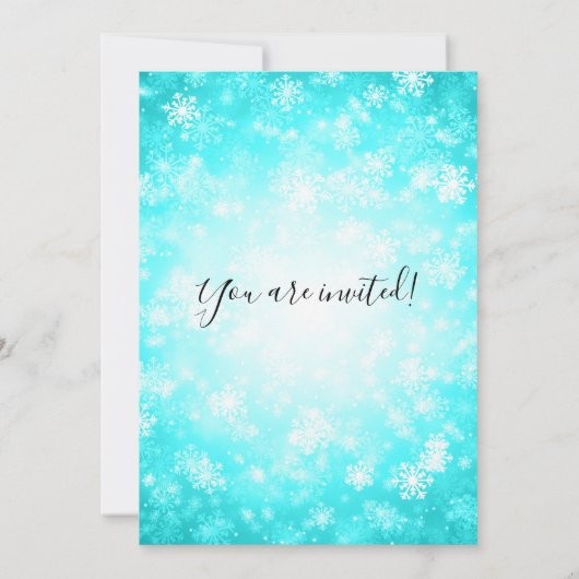 Invitation Elégant Baby shower Winter Wonderland Turquoise (Dos)