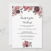 Invitation Élégant Bachelorette d'été de Bourgogne Week-end (Devant)