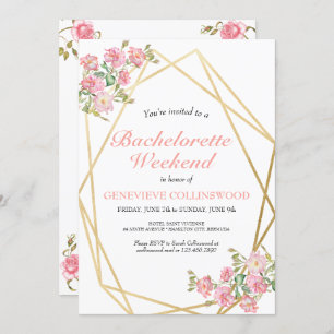 Invitation Élégant Bachelorette Florale Week-end Itinéraire