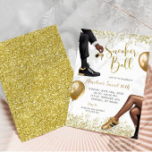 Invitation Élégant Bal Basket Or Blanc 21e anniversaire