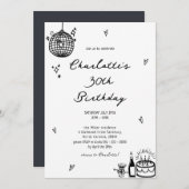 Invitation Élégant bal disco à main dessinée 30e anniversaire (Devant / Derrière)