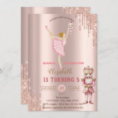 Invitation Élégant Ballerina Nutcracker Rose Gold Drives (Devant / Derrière)