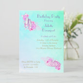 Invitation Elégant Ballet Aquarelle Rose élégant Anniversaire (Debout devant)