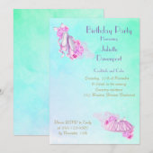 Invitation Elégant Ballet Aquarelle Rose élégant Anniversaire (Devant / Derrière)