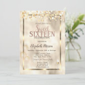 Invitation Elégant Ballons d'or Frame Sweet 16 (Debout devant)