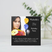 Invitation Elégant Ballons photo 21e anniversaire (Debout devant)