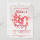 Invitation Elégant Ballons rose 30e anniversaire Fête (Devant)