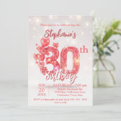 Invitation Elégant Ballons rose 30e anniversaire Fête (Debout devant)