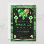 Invitation Elégant Ballons Vert et Or St Patrick's Day (Devant)