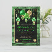 Invitation Elégant Ballons Vert et Or St Patrick's Day (Debout devant)