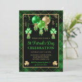 Invitation Elégant Ballons Vert et Or St Patrick's Day (Debout devant)