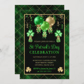 Invitation Elégant Ballons Vert et Or St Patrick's Day (Devant / Derrière)