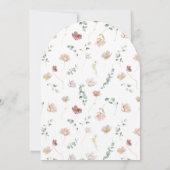 Invitation Élégant Baptême Bleu Rose Aquarelle Fleurs (Dos)