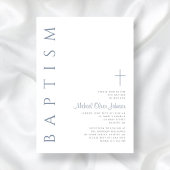 Invitation Élégant Baptême croisé de Script bleu Dusty