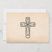 Invitation Élégant Baptême Croix et Colombe Écriture Vintage (Dos)