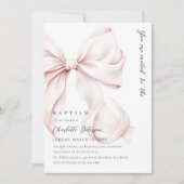Invitation Élégant Baptême de Bow Rose (Devant)