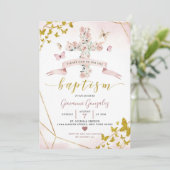 Invitation Élégant Baptême de Brousset Bohémien et Baptême de (Debout devant)