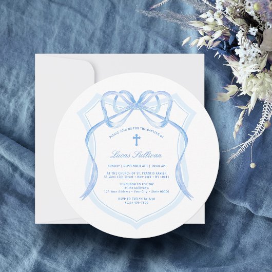Invitation Élégant Baptême de crête de mât bleu clair